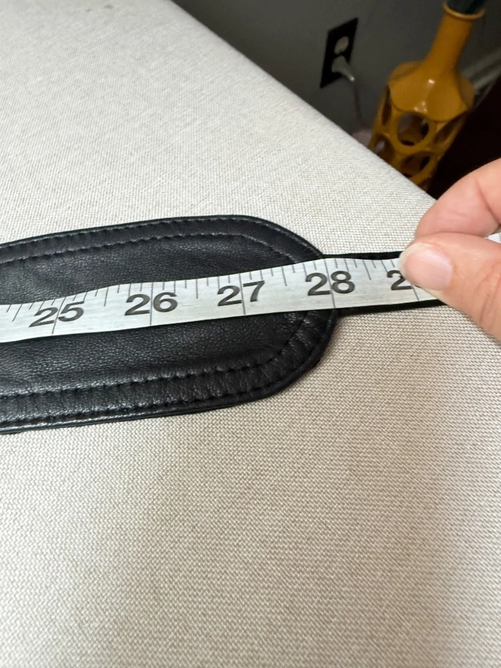 Black Faux Leather Obi Belt With Silver Beads